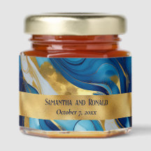Casamento Dourado, Azul e Branco Marmoreado Elegan
