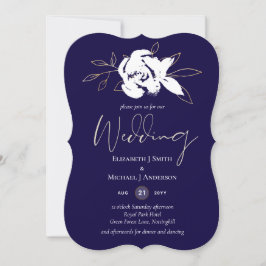 Casamento Dourado Azul-Marinho Elegante