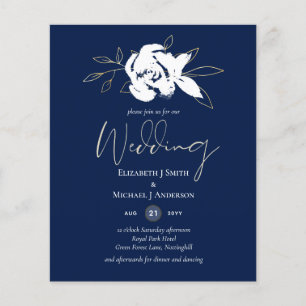 Casamento Dourado Azul-Marinho Elegante
