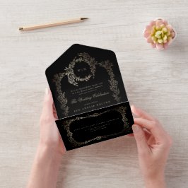 Casamento Dourado Botânico Ebony Black Wreath Clas