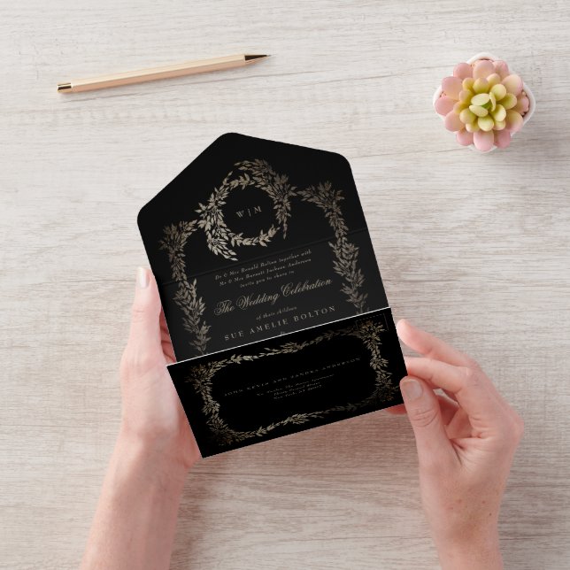 Casamento Dourado Botânico Ebony Black Wreath Clas (Video)