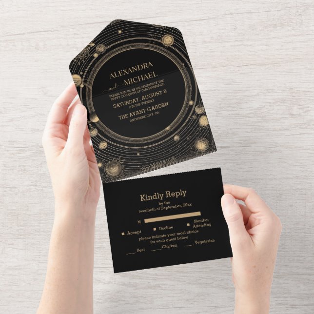 Casamento Dourado Celestial Místico Negro (Tearaway)