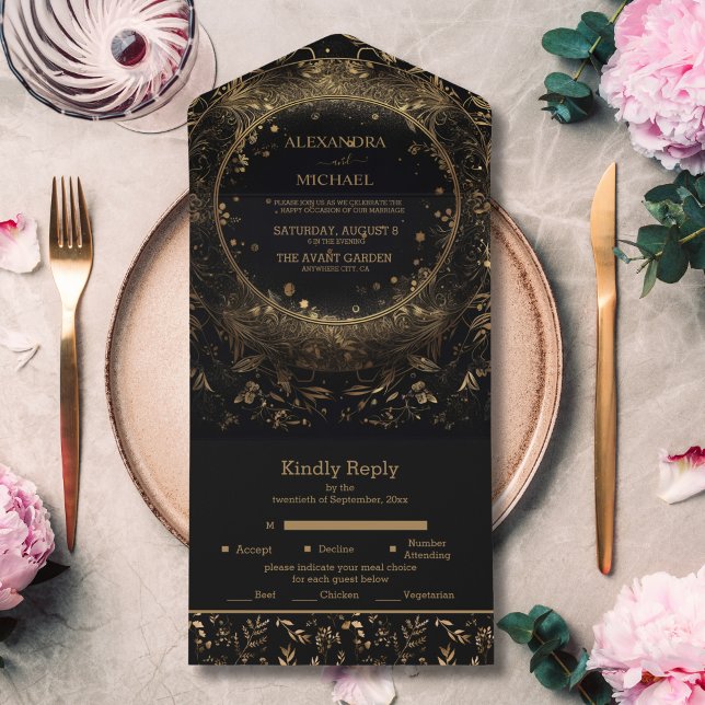 Casamento Dourado Celestial Místico Negro (Criador carregado)
