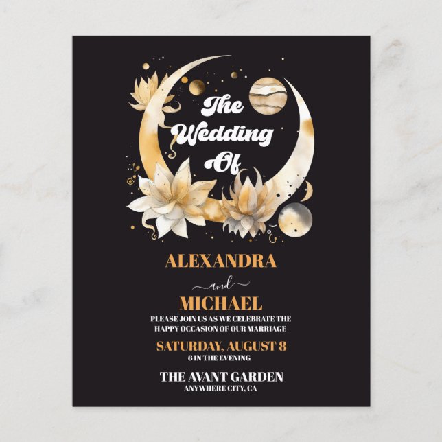 Casamento Dourado Celestial Místico Negro (Frente)