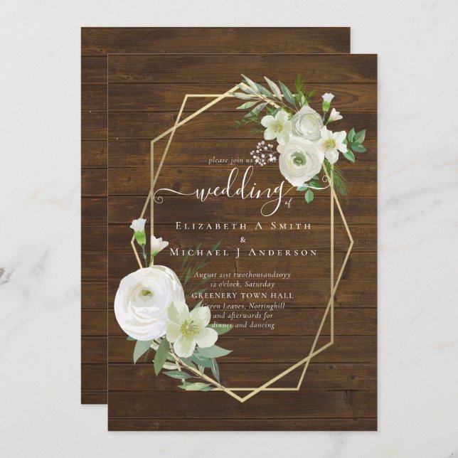 Casamento Dourado Clássico Rosa Verde (Frente/Verso)