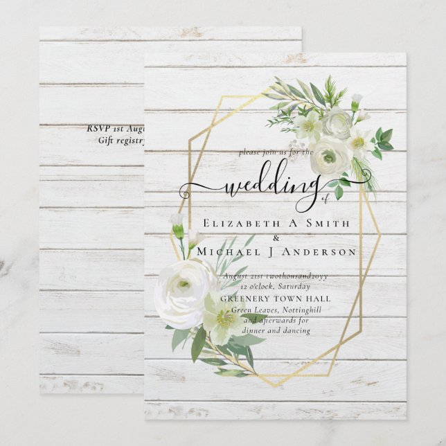 Casamento Dourado Clássico Rosa Verde (Frente/Verso)