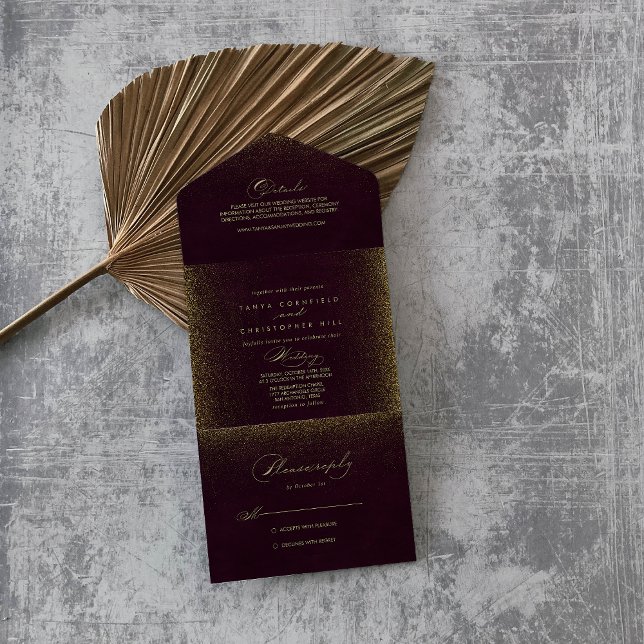 Casamento Dourado com a Caligrafia Burgundy (Criador carregado)
