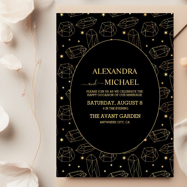 Casamento Dourado com cartões de tarô elegante e e (Criador carregado)