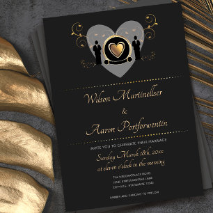 Casamento Dourado com homens  Convite