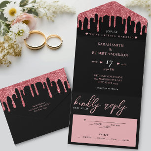 Casamento Dourado com Lixo Rosa Preta e Rosa