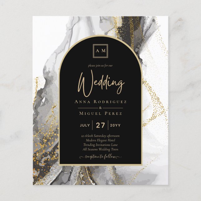 Casamento Dourado com mármore preto moderno, Marbl (Frente)