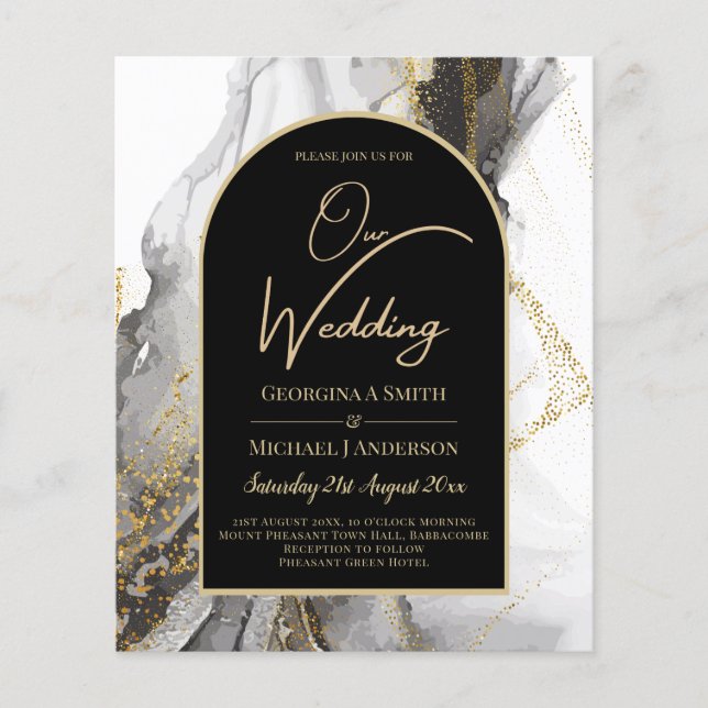 Casamento Dourado com mármore preto moderno, Marbl (Frente)