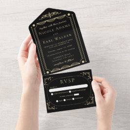 Casamento Dourado com Retrorna Deco Elegante Negro