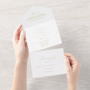 Casamento Dourado Da Caligrafia Elegante Em Um Inv