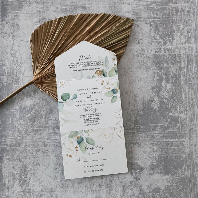 Casamento Dourado da Caligrafia Eucalyptus (Criador carregado)