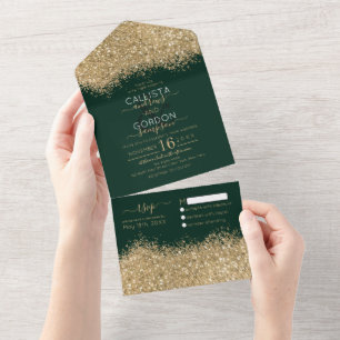 Casamento Dourado da Floresta Verde com Confetti