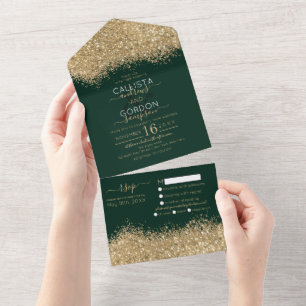 Casamento Dourado da Floresta Verde com Confetti