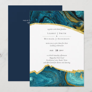 Casamento Dourado de Agata Azul Teal Peacock