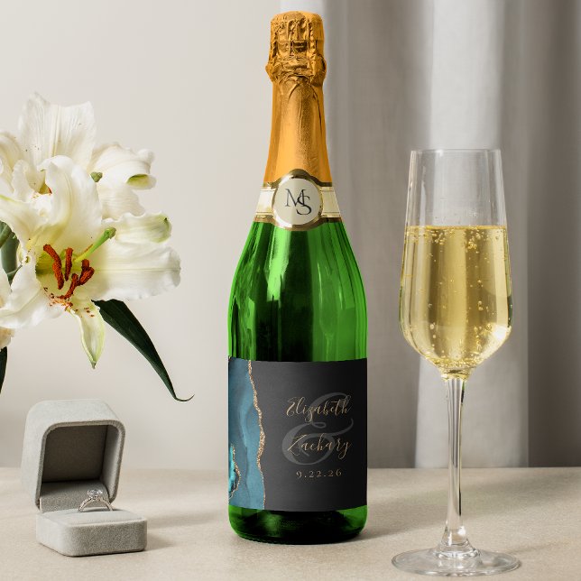 Casamento Dourado de Agate de Teal Moderno (Criador carregado)