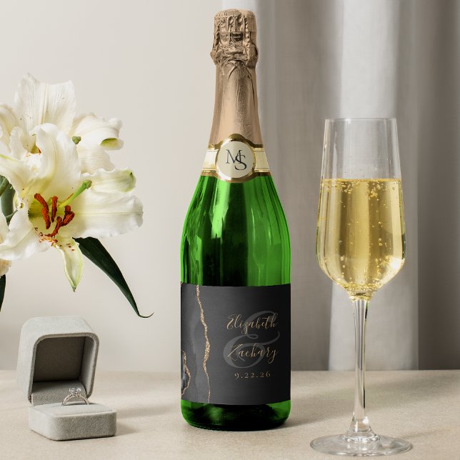 Casamento Dourado de Agate Negro Moderno (Criador carregado)