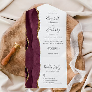 Casamento Dourado de Agatos Moderno Burgundy