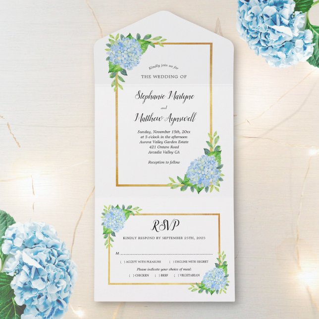 Casamento Dourado de Borda Blue Hydrangea (Criador carregado)