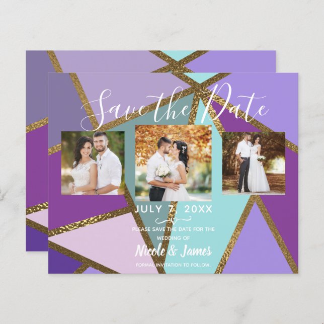 Casamento Dourado de Bronze e Turquesa de Teal Ros (Frente/Verso)