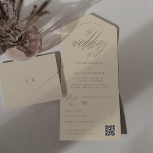 Casamento Dourado de Caligrafia Elegante Beige & F