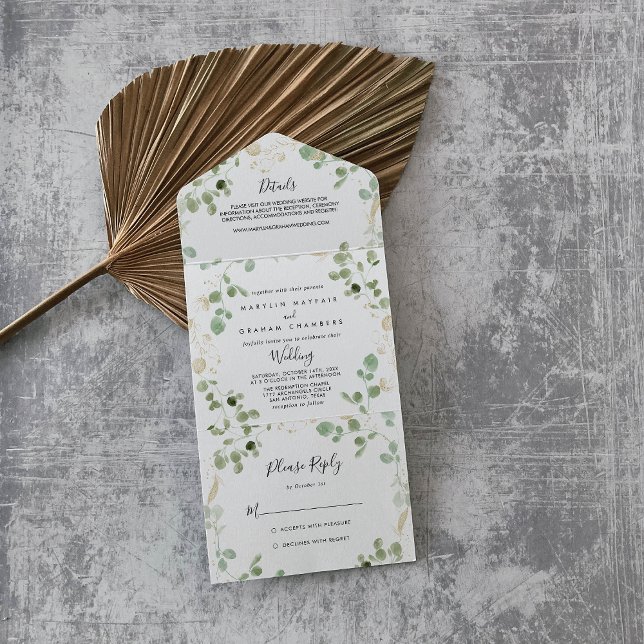 Casamento Dourado de Confetti Eucalyptus Foliage (Criador carregado)