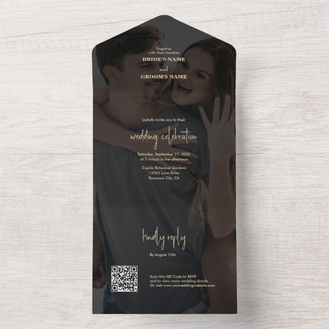 Casamento Dourado de Foto em Branco Moderno (Interno)