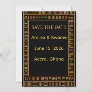 Casamento Dourado de Kente Africano Salve o Cartão