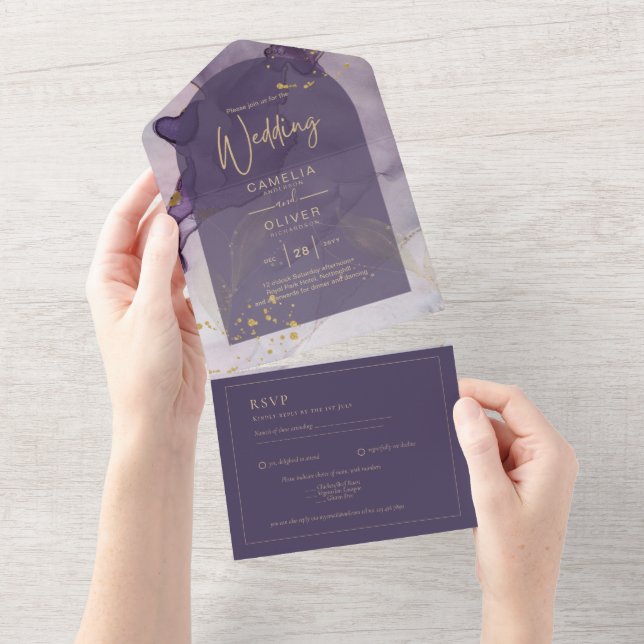 Casamento Dourado de Lavanda Roxo de Mente de Tint (Aba destacável)