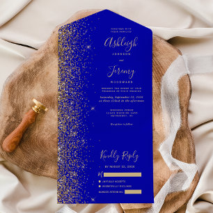 Casamento Dourado de Leve Azul Moderno