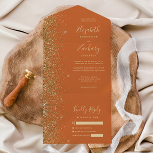 Casamento Dourado de Leve Laranja Moderno Queimado