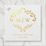 Casamento Dourado de Luxe Elegante Wreath Monogram<br><div class="desc">Adicione um pouco de luxo aos seus favores de casamento com as nossas etiquetas de favores de casamentos de luxo Elegante de coroa de luxo. Estas etiquetas apresentam um sofisticado design de coroa com um monograma realçado em folha de ouro real, criando um olhar espantoso e elegante. Personalize com as...</div>