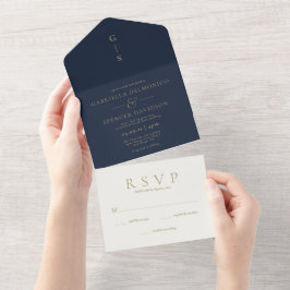 Casamento Dourado de marfim azul-Marinho legante