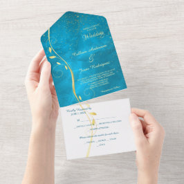 Casamento Dourado de Modelo de Foto Azul de Leaf S