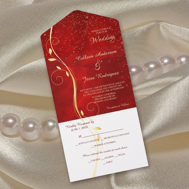 Casamento Dourado de Modelo de Foto Vermelho Escur (Criador carregado)