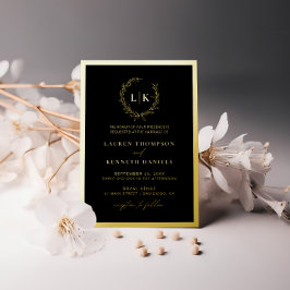 Casamento Dourado de monograma branco preto