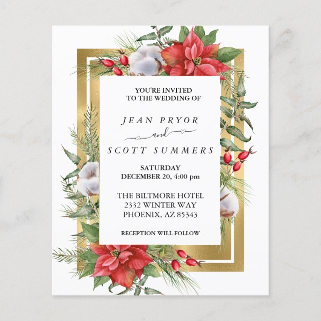 Casamento Dourado de Poinsettia Floral de Natal de (Frente)