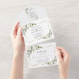 Casamento Dourado de quadros com lírios brancos im