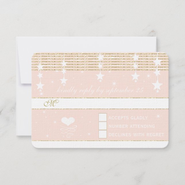 Casamento Dourado de Rosa sob a RSVP de Estrelas (Frente)