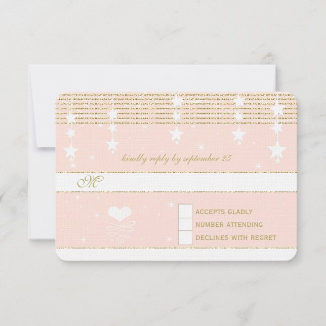 Casamento Dourado de Rosa sob a RSVP de Estrelas (Frente)