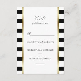 Casamento Dourado de Stripes Brancas Negras Rsvp