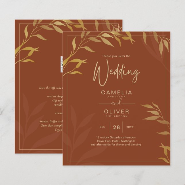 Casamento DOURADO de Terracotta Rustic All-in-1 (Frente/Verso)