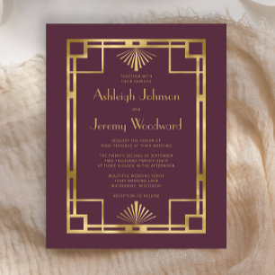 Casamento Dourado Deco Burgundy, 1920 de Orçamento