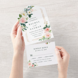 Casamento Dourado do Retângulo Blush White Bloom