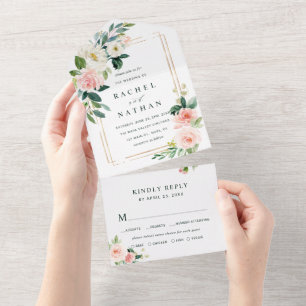 Casamento Dourado do Retângulo Blush White Bloom