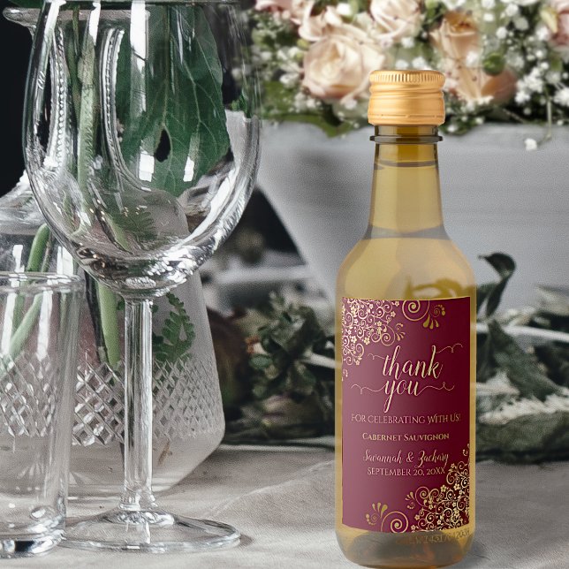 Casamento Dourado e Maroon Burgundy Obrigado Mini (Criador carregado)