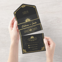 Casamento Dourado e Negro em Deco de Arte Moderna